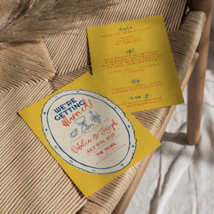 Färgfull, obehandlad Hand plockade allt på en Bröl Inbjudningar