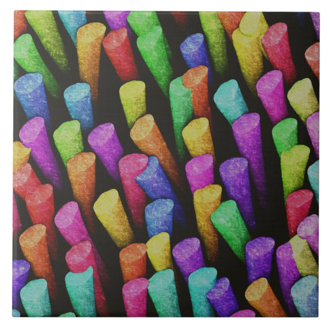 Färgfull och Cheerful Painterly Chalk Mönster Kakelplatta (Framsidan)