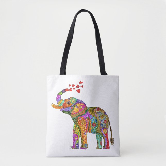 Färgfull och cute Elephant Tote Bag Tygkasse (Framsida)