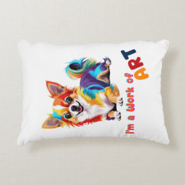 Färgfull och lekfull Chihuahua Jag är konstverk Prydnadskudde