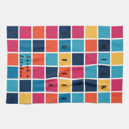 Färgfull och ljus korsorgpussel kökshandduk