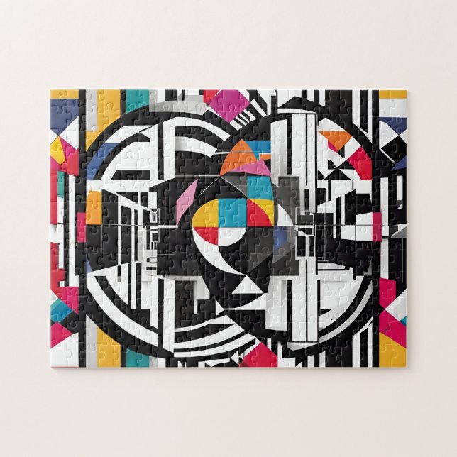 Färgfull och modern spektakel för abstraktion pussel (Horisontell)