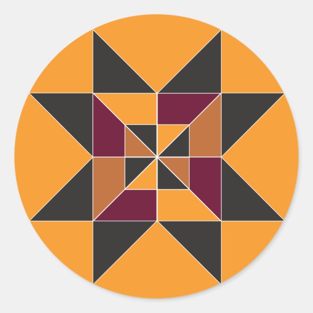 Färgfull och Mysigt Mönster-etikett för hösten Runt Klistermärke (Framsida)