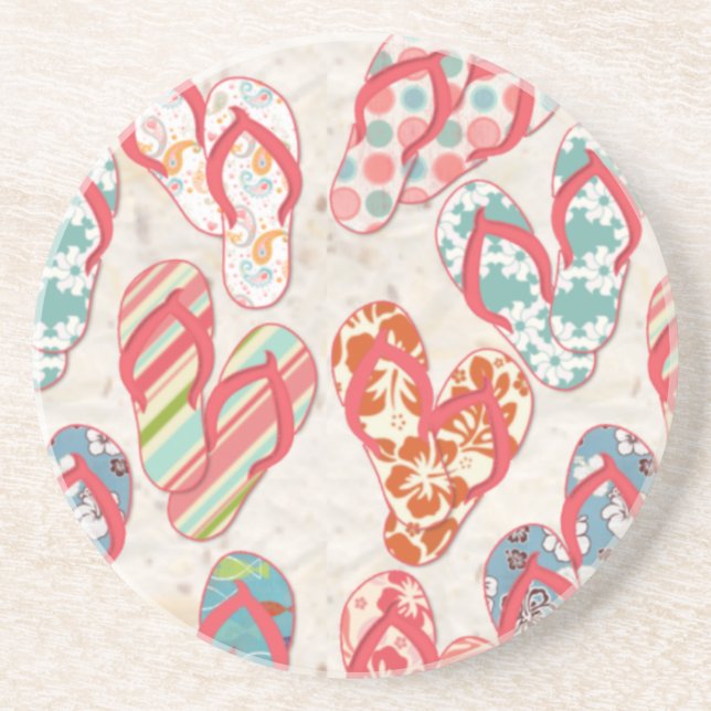 Färgfull och roligt flip flop sommar roligt! underlägg sandsten (Framsidan)