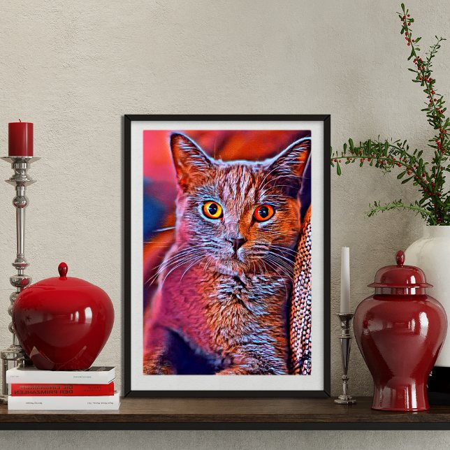 Färgfull och vit, söt katt porträtt poster (Skapare uppladdad)
