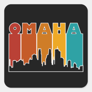 Färgfull Omaha Nebraska Retro Sunset Fyrkantigt Klistermärke