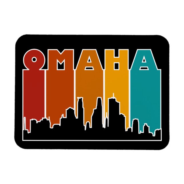 Färgfull Omaha Nebraska Retro Sunset Magnet (Horisontell)