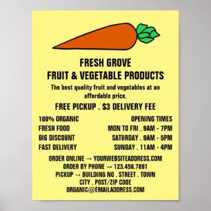 Färgfull Orange morot, Greengrocers reklam Poster
