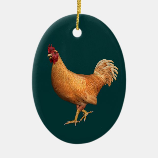 Färgfull Orange Tupp Julgransprydnad Keramik (Framsidan)
