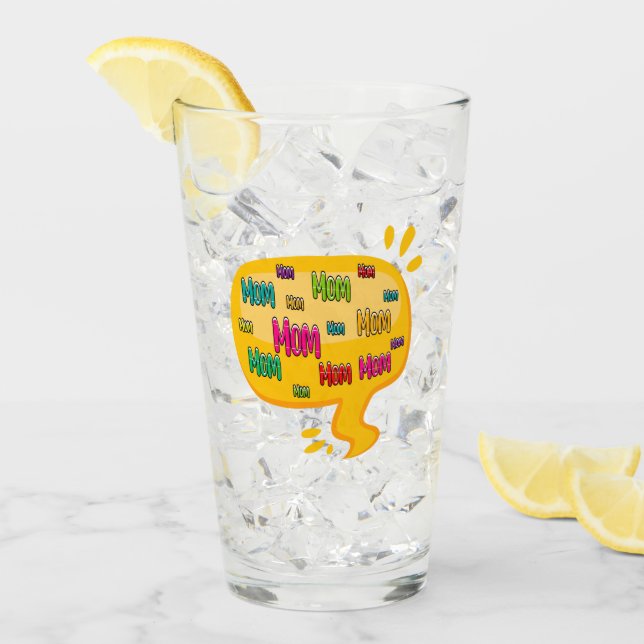 Färgfull Ord Mamma med tankbubbla Glaskopp (Framsida Ice)