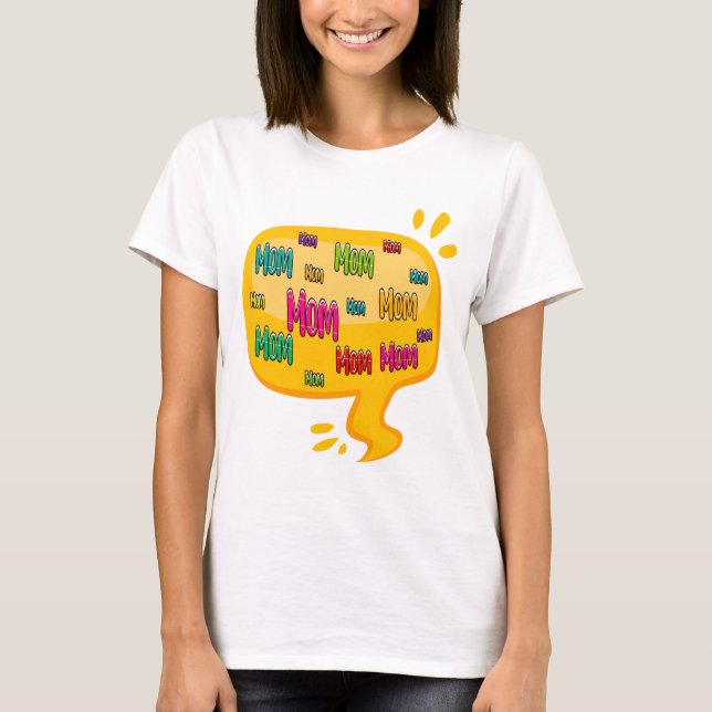 Färgfull Ord Mamma med tankbubbla T Shirt (Framsida)