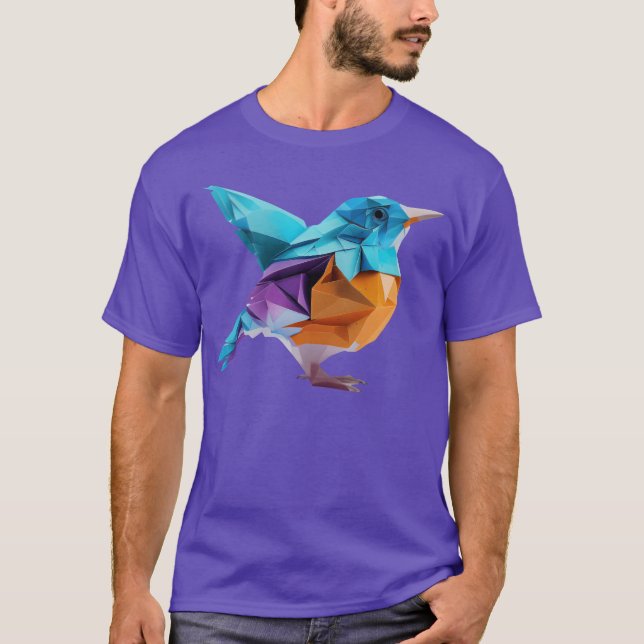 Färgfull Origami Bird A Handdesignad Delight for g T Shirt (Framsida)