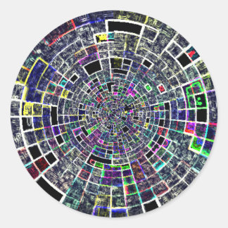 Färgfull, ovanlig mönster runt klistermärke