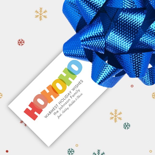 Färgfull överlappning HO HO HO Julönskning Presentetikett (Skapare uppladdad)