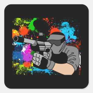Färgfull Paintball Motif Fyrkantigt Klistermärke