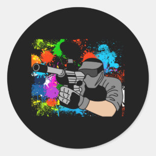 Färgfull Paintball Motif Runt Klistermärke