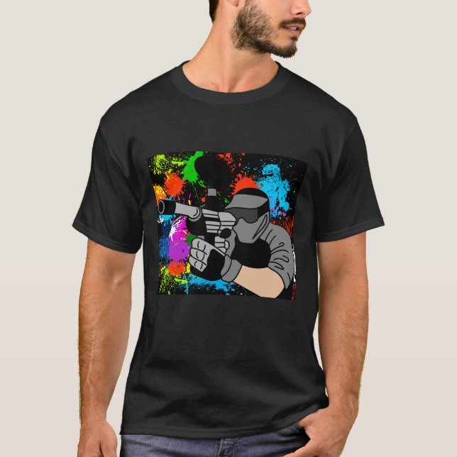 Färgfull Paintball Motif T Shirt (Framsida)