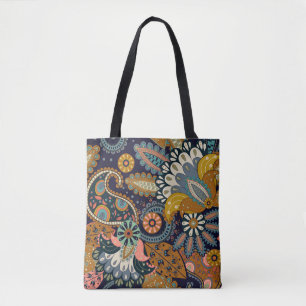 Färgfull Paisley: Blommigt Indiska Tapet. Tygkasse