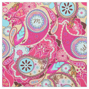 Färgfull Paisley Monogram Shock rosa CPM Tyg