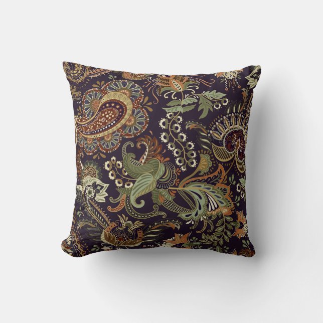 Färgfull Paisley mönster. Etnisk vintage tapet Kudde (Framsida)