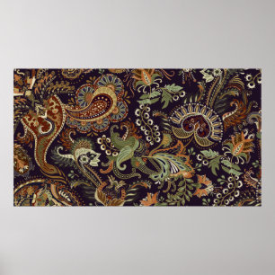 Färgfull Paisley mönster. Etnisk vintage tapet Poster