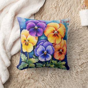 Färgfull pansy februari Födelsedag Flower Personli Kudde
