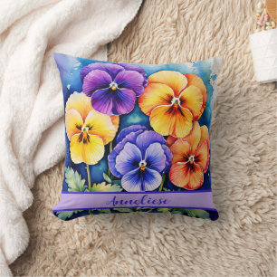 Färgfull pansy februari Födelsedag Flower Personli Kudde