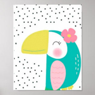 Färgfull papegoja med polkadoter. poster