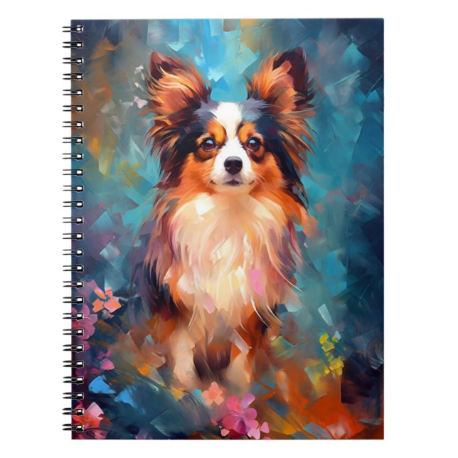 Färgfull papillon hund anteckningsbok (Framsidan)