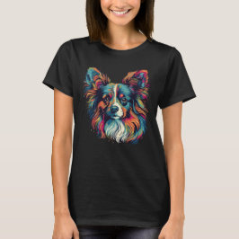 Färgfull papillon hund t shirt