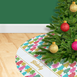 Färgfull Papper Träd Personlig, julhelg Brushe Julgransmatta Borstad Polyester