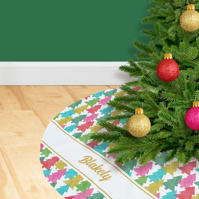 Färgfull Papper Träd Personlig, julhelg Brushe Julgransmatta Borstad Polyester (Skapare uppladdad)