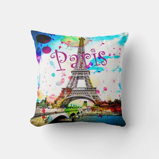 Färgfull Paris Design Pillow Kudde (Framsida)