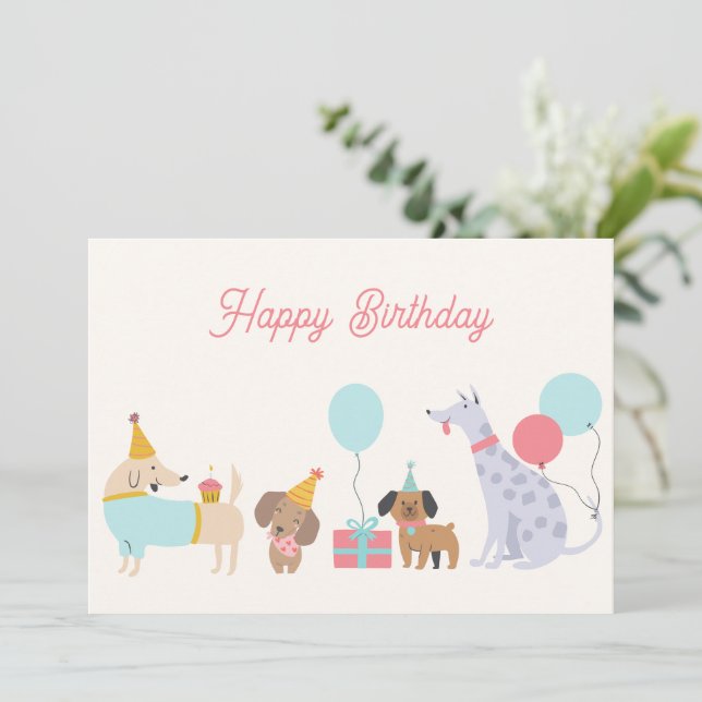 Färgfull party hundar julkort (Stående Fram)