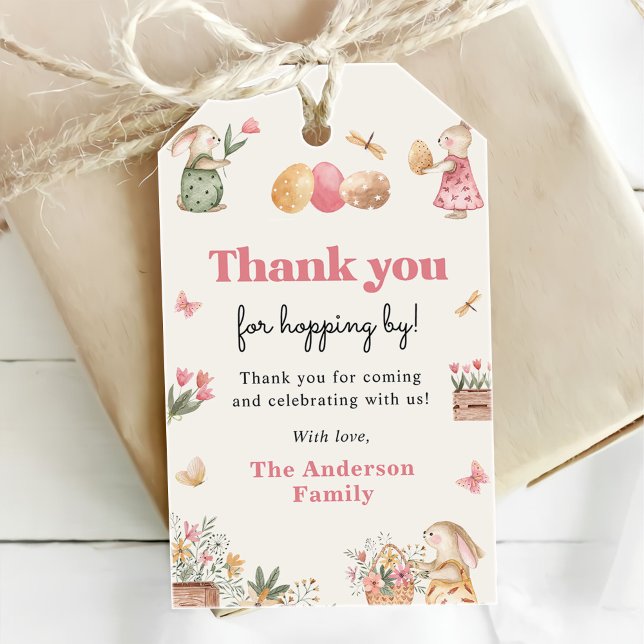 Färgfull Påskhare Påskägg Hunt Party Presentetikett (Skapare uppladdad)