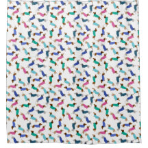 Färgfull Pastel Dachshund Shower Curtain
