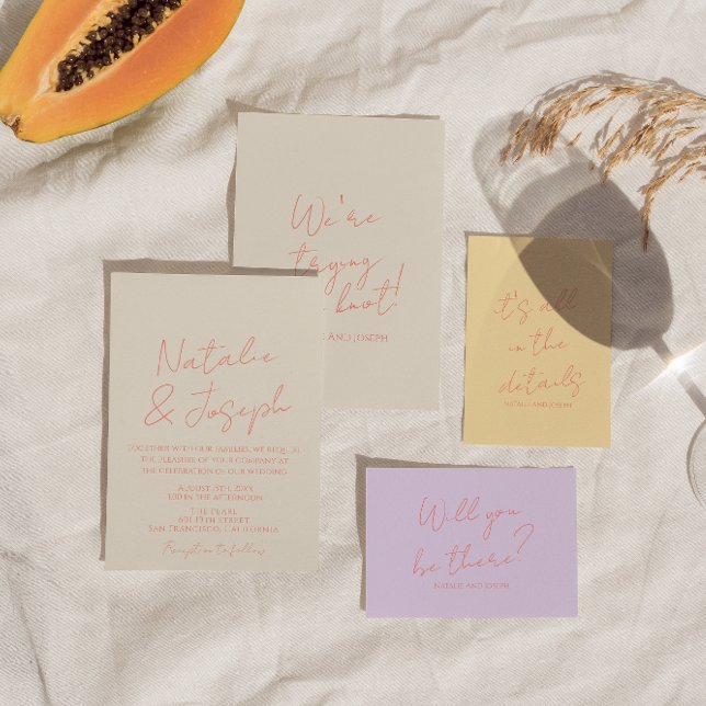 Färgfull Pastel Hand, skriven Whimsical Bröllop Inbjudningar (Skapare uppladdad)