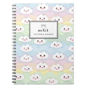Färgfull Pastel Kawaii Clouds Mönster Personlig Anteckningsbok