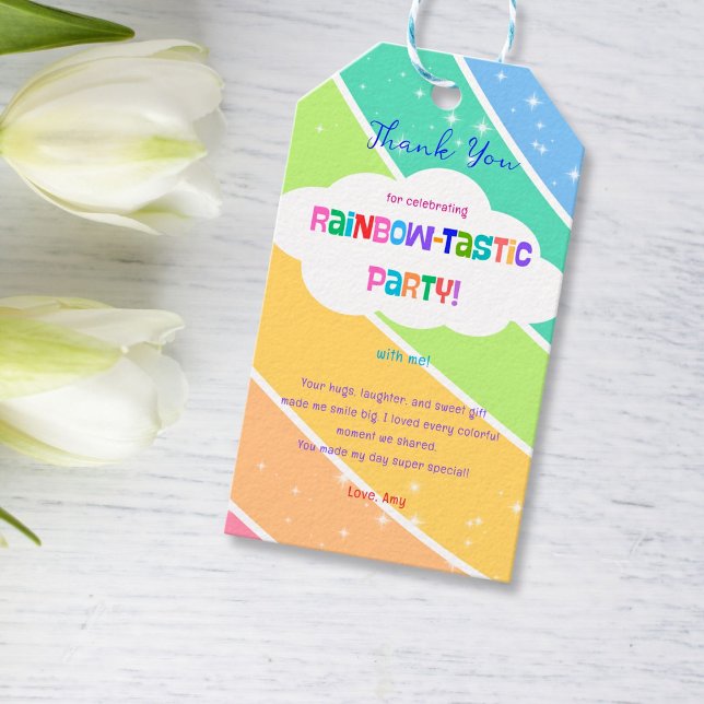 Färgfull Pastel Rainbow-Gnistra Presentetikett (Skapare uppladdad)