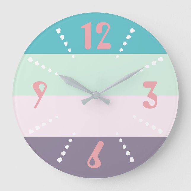 Färgfull pastel stor klocka (Framsida)