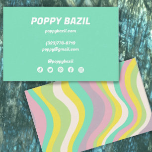 Färgfull Pastel Vågigt minimal Grönt Rand Visitkort