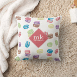 Färgfull Pastel Watercolor Macarons Monogram Kudde