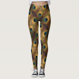 Färgfull Peacock Grönt Guld Black 4 Penny Leggings