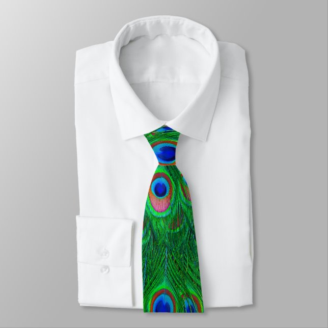 Färgfull Peacock Mönster Tie Slips (Bunden)