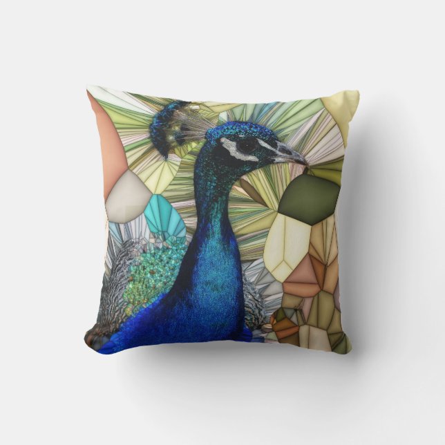 Färgfull Peacock Mosaic Dekorativ kudde (Framsida)