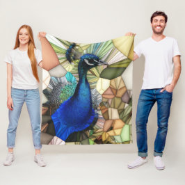 Färgfull Peacock Mosaic Fleece Blanket
