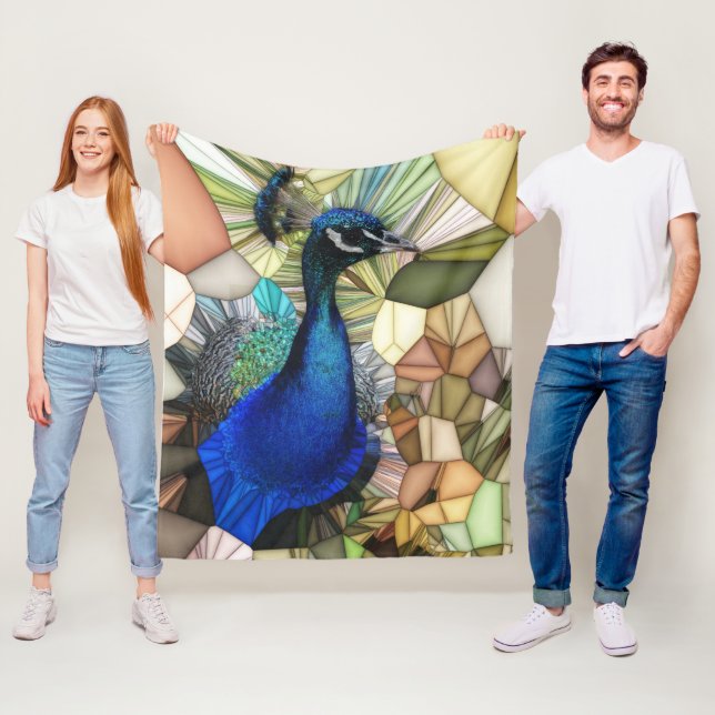 Färgfull Peacock Mosaic Fleece Blanket (På plats)
