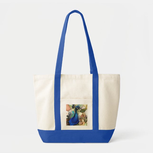 Färgfull Peacock Mosaic Impulse Tote Bag Tygkasse (Framsidan)