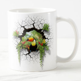 Färgfull pekskärm Tittar genom väggportalen Kaffemugg