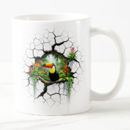 Färgfull pekskärm Tittar genom väggportalen Kaffemugg